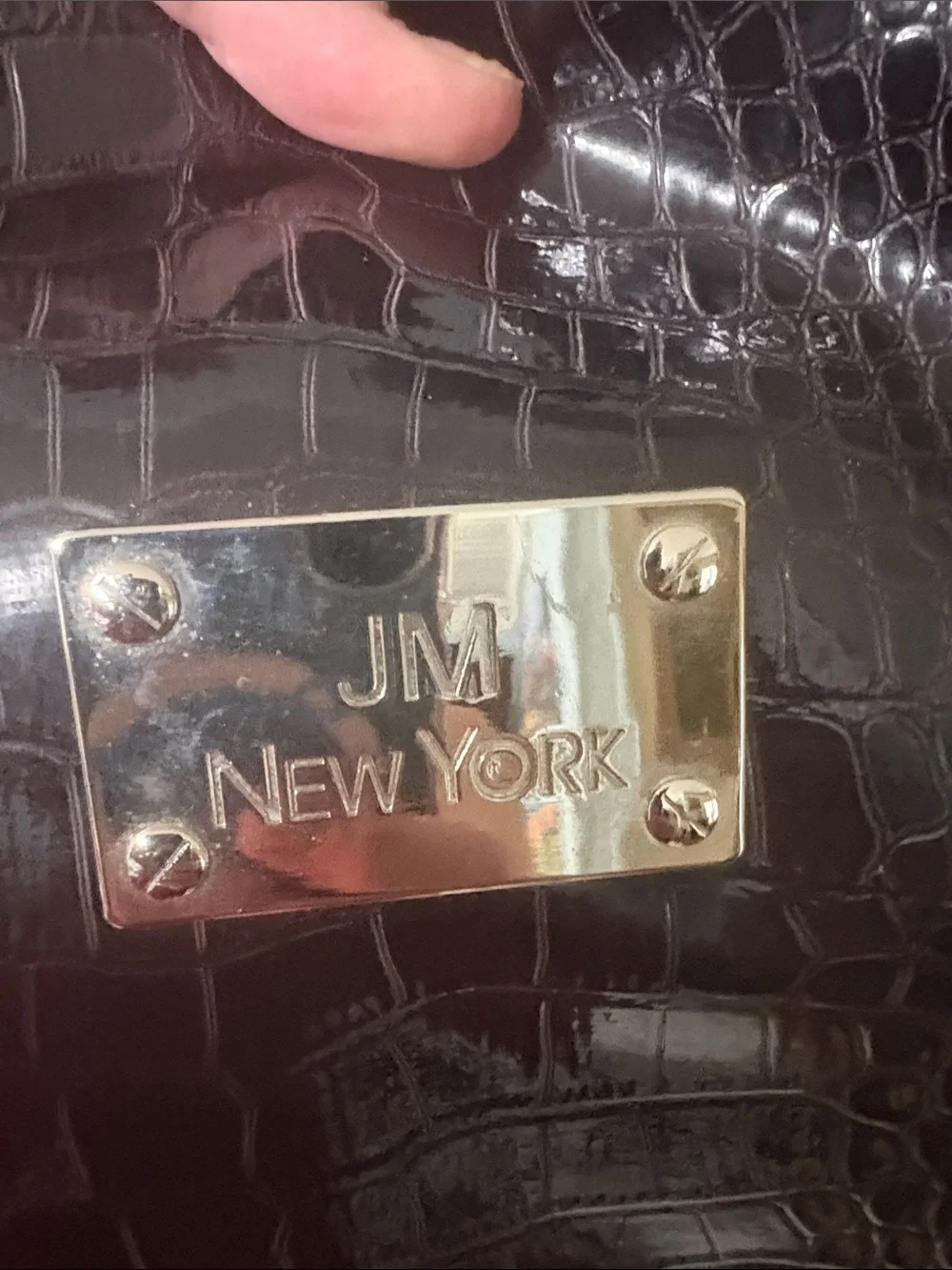 JM New York Women’s Croc-Embossed Laptop Tote Bag in Black - Picture 2 of 11